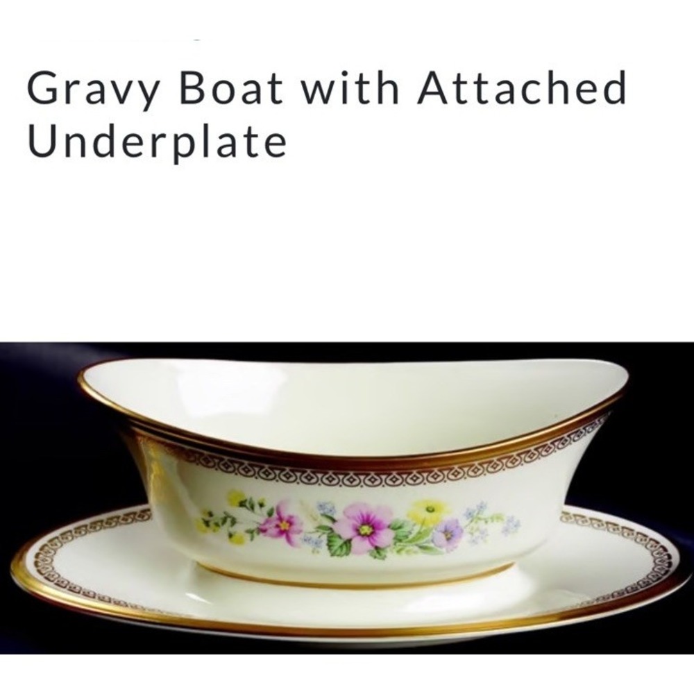 Lenox Flower Song Gravy Boat with Attached Under Plate Unused